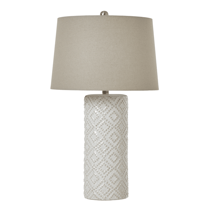 Sanderson Ceramic Beaded Tall Table Lamp with Linen Shade Lighting 