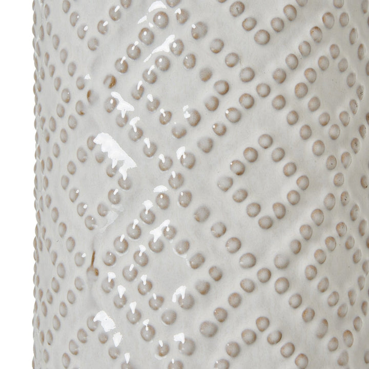 Sanderson Ceramic Beaded Tall Table Lamp with Linen Shade Lighting 