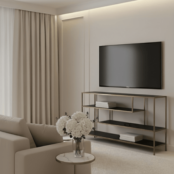 Sannia Matt Black & Gold Console Table Furniture 