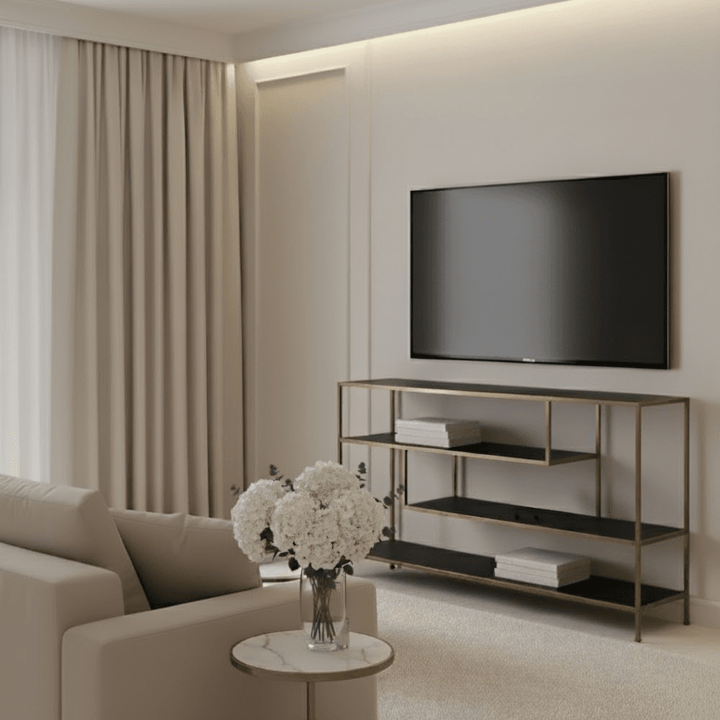 Sannia Matt Black & Gold Console Table Furniture 