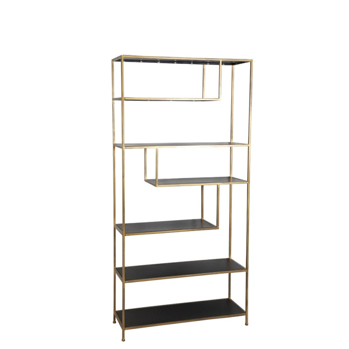 Sannia Matt Black & Gold Shelving Unit Furniture 