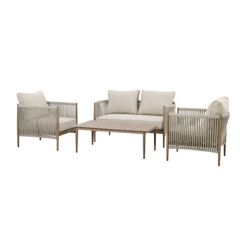 Santorini Outdoor Cream & Taupe Rope Weave 2 Seater Sofa Set Outdoor 