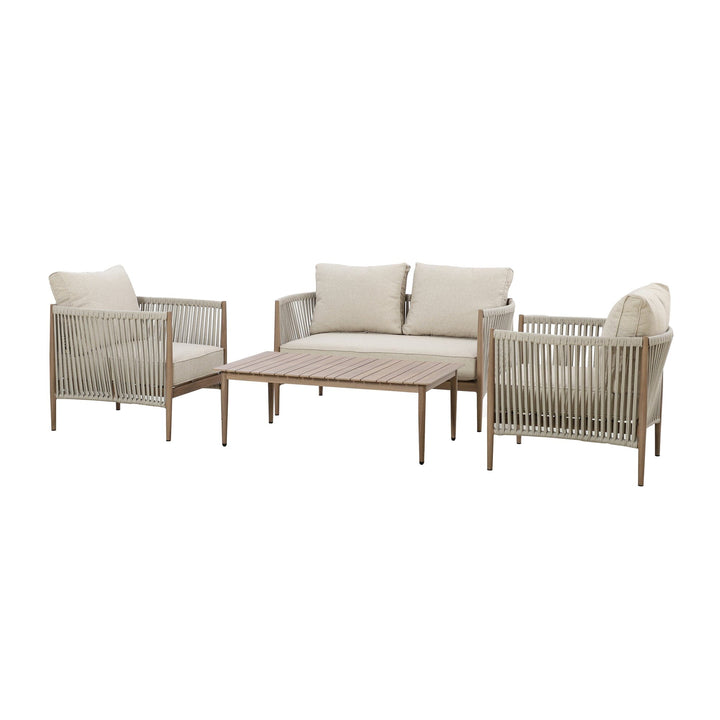 Santorini Outdoor Cream & Taupe Rope Weave 2 Seater Sofa Set Outdoor 
