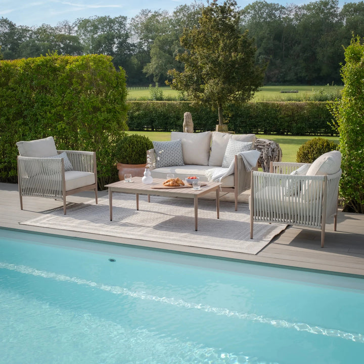 Santorini Outdoor Cream & Taupe Rope Weave 2 Seater Sofa Set Outdoor 