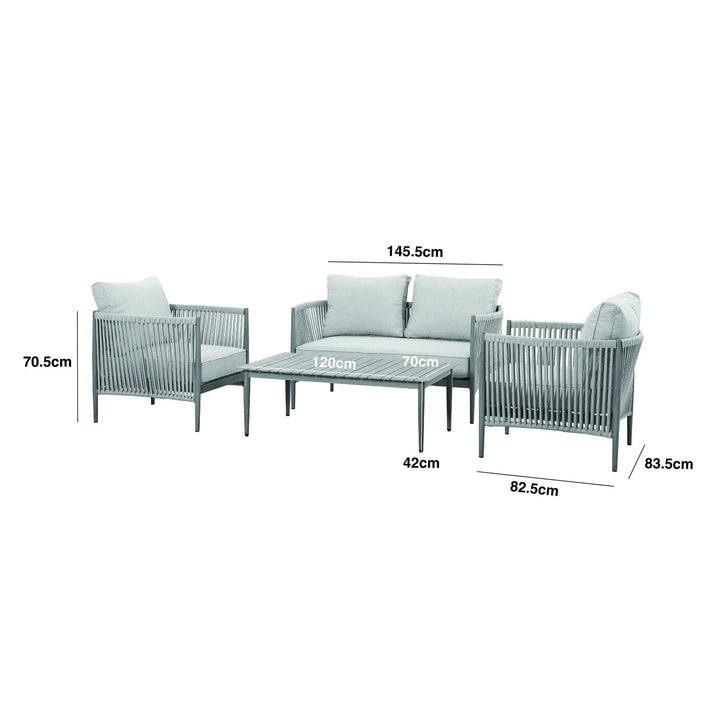 Santorini Outdoor Cream & Taupe Rope Weave 2 Seater Sofa Set Outdoor 