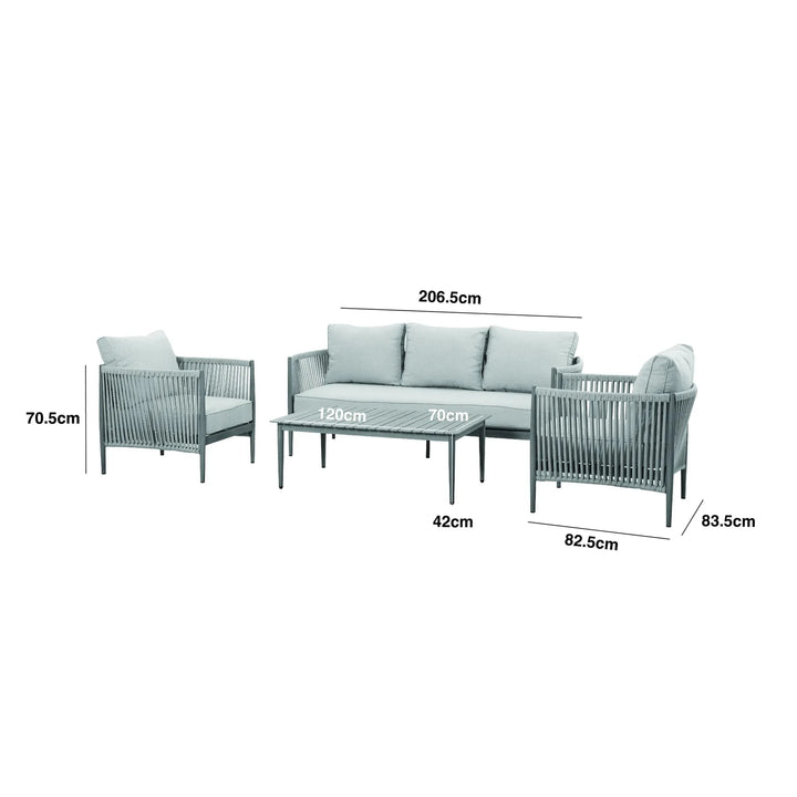 Santorini Outdoor Cream & Taupe Rope Weave 3 Seater Sofa Set Outdoor 