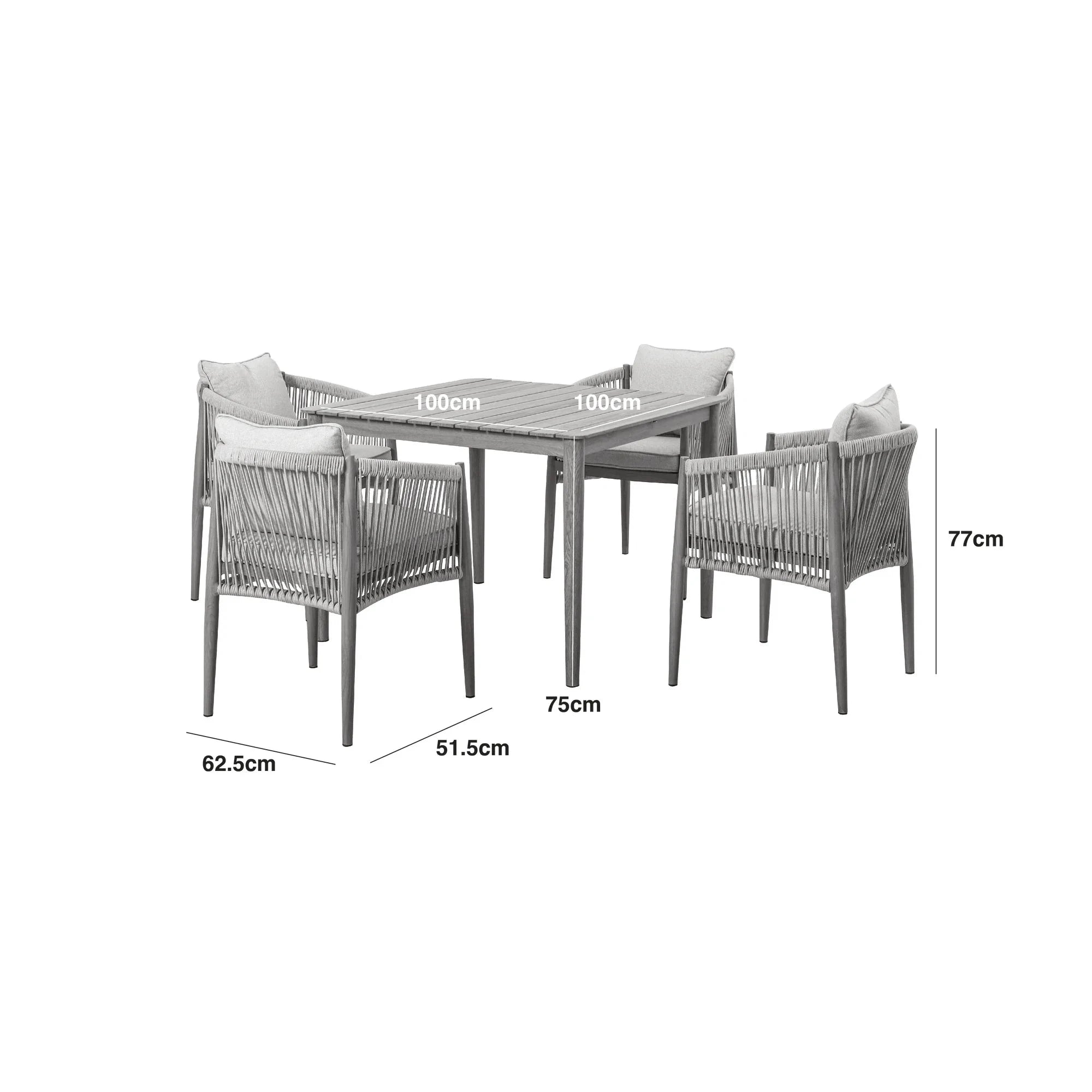 Santorini Outdoor Cream & Taupe Rope Weave 4 Seater Dining Set Outdoor 