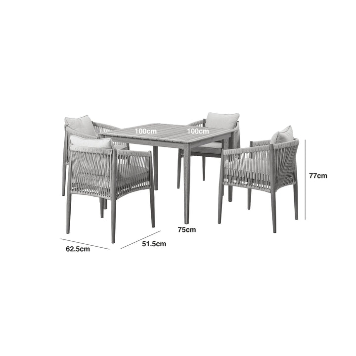Santorini Outdoor Cream & Taupe Rope Weave 4 Seater Dining Set Outdoor 