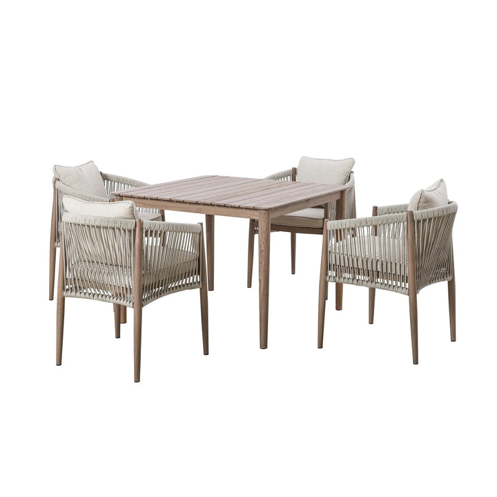 Santorini Outdoor Cream & Taupe Rope Weave 4 Seater Dining Set Outdoor 
