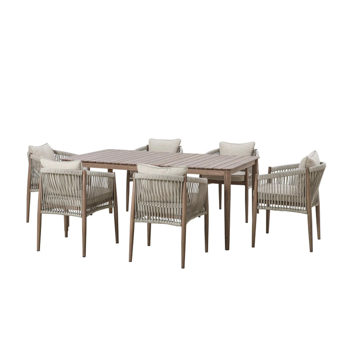 Santorini Outdoor Cream & Taupe Rope Weave 6 Seater Dining Set Outdoor 