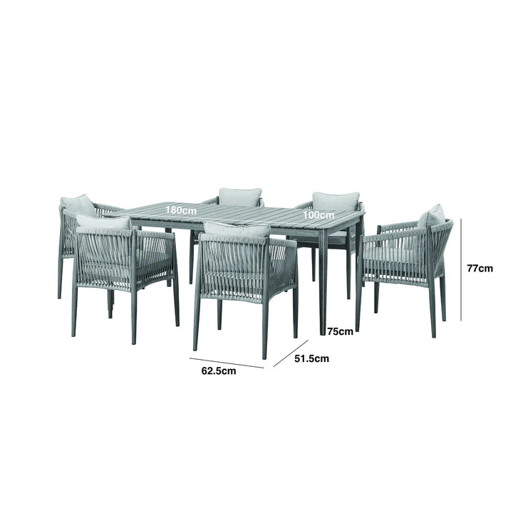 Santorini Outdoor Cream & Taupe Rope Weave 6 Seater Dining Set Outdoor 