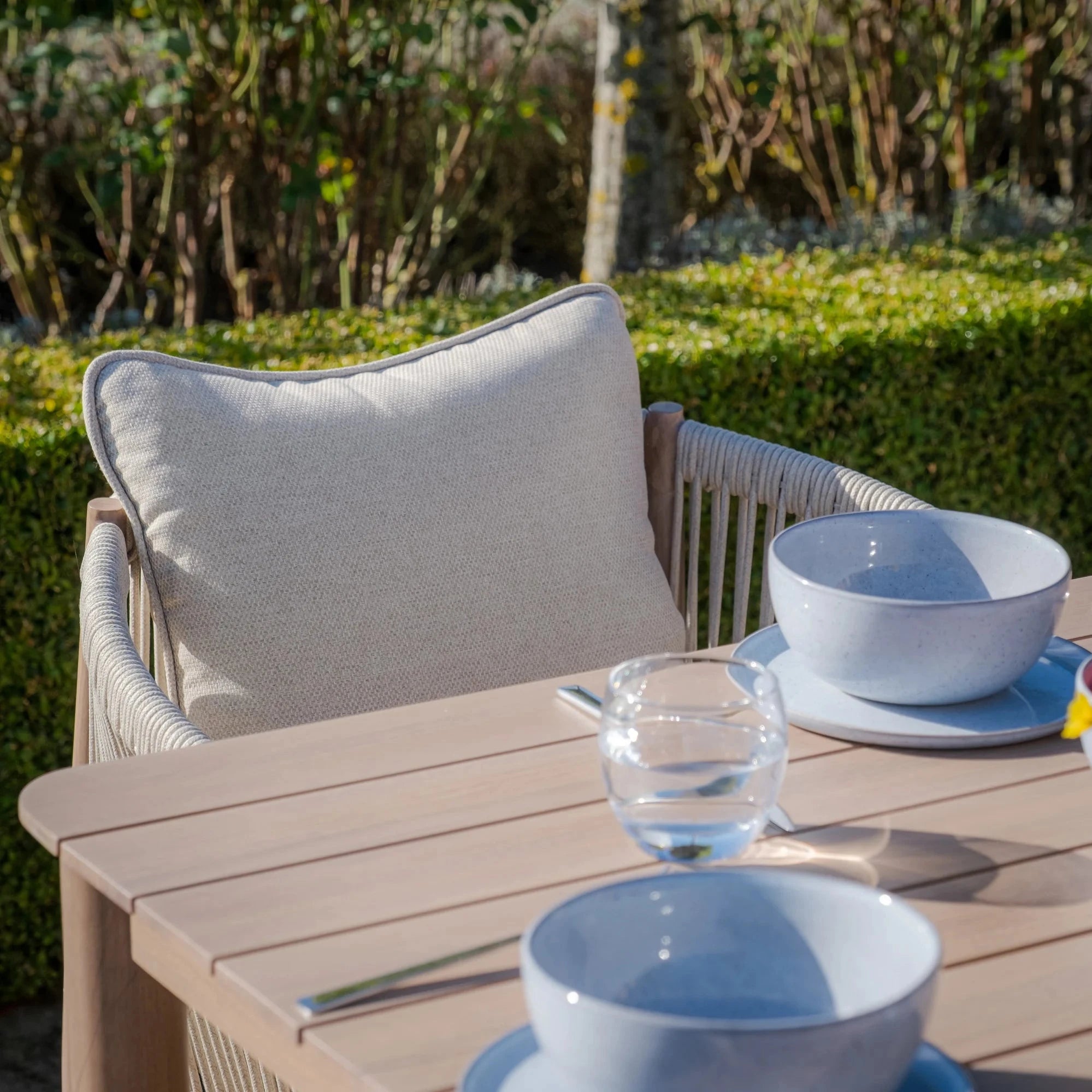 Santorini Outdoor Cream & Taupe Rope Weave 8 Seater Dining Set Outdoor 