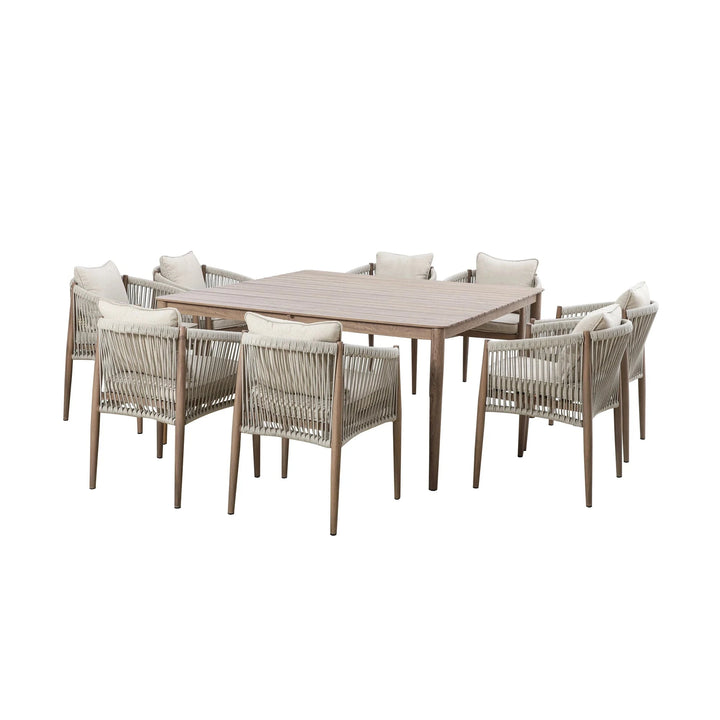 Santorini Outdoor Cream & Taupe Rope Weave 8 Seater Dining Set Outdoor 