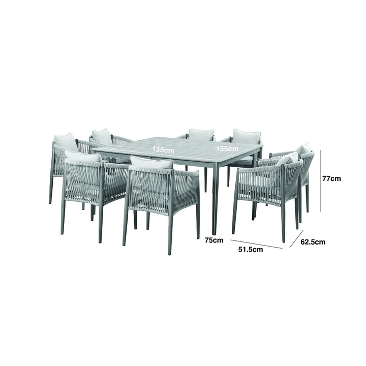 Santorini Outdoor Cream & Taupe Rope Weave 8 Seater Dining Set Outdoor 