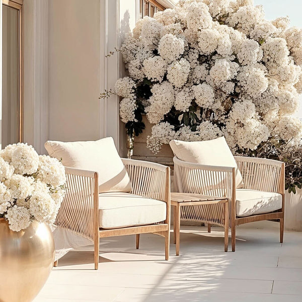 Santorini Outdoor Cream & Taupe Rope Weave Chair Lounge Set Outdoor 