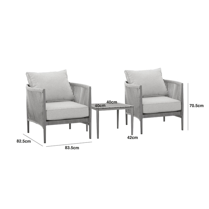 Santorini Outdoor Cream & Taupe Rope Weave Chair Lounge Set Outdoor 
