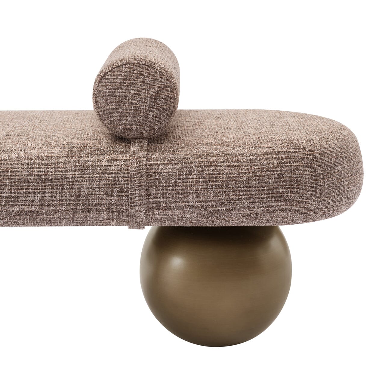 Santos Brown Tweed Statement Bench with Brass Accents Accessories 
