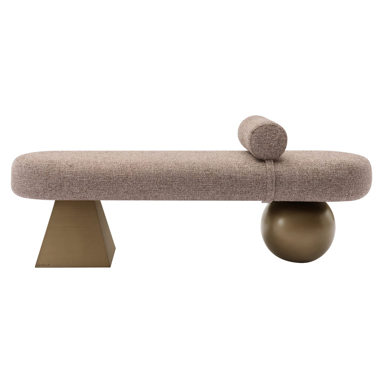 Santos Brown Tweed Statement Bench with Brass Accents Accessories 