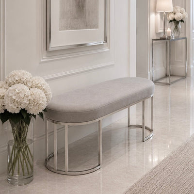 Sapphira Grey & Silver Curved Bench Furniture 