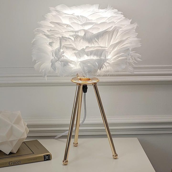 Sara Gold Tripod Feather Table Lamp Lighting 