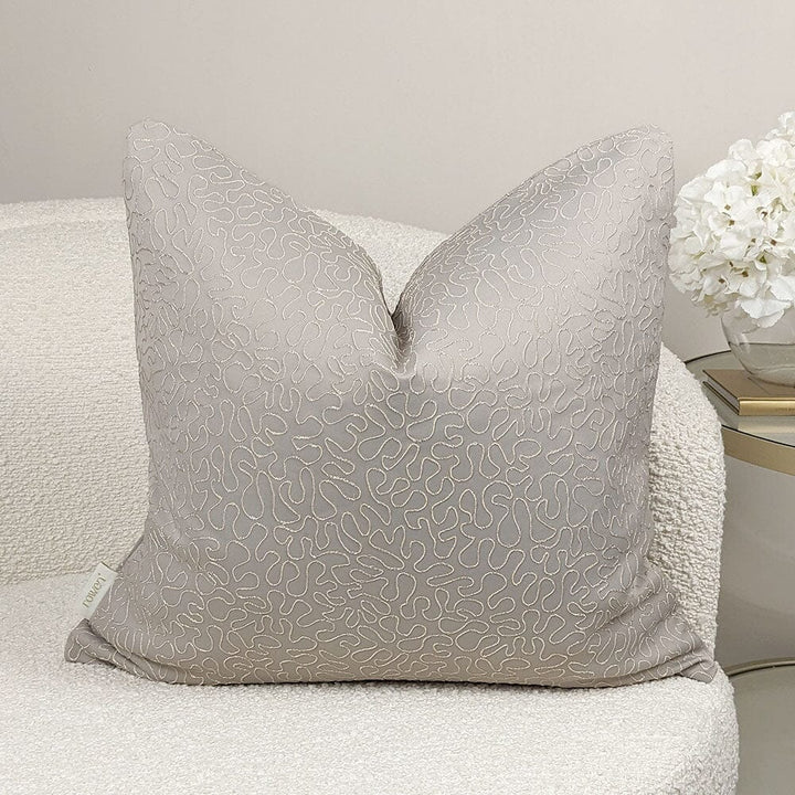 Sara Taupe Squiggle Print Cushion - 50x50cm Textiles 