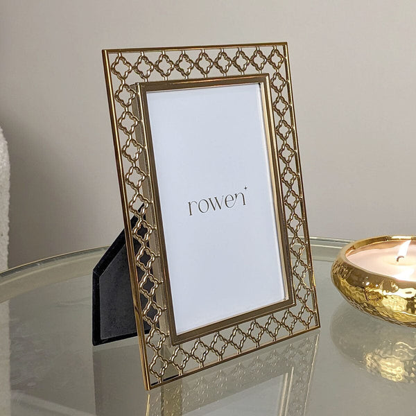 Sarai Gold Lattice Metal Photo Frame - 4x6" Accessories 