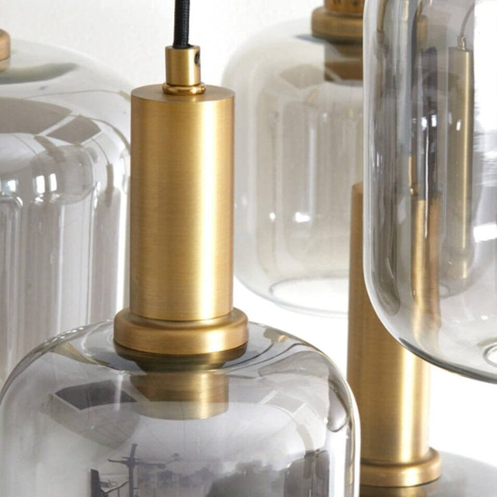 Sarille Antique Gold & Smoked Glass 9 Pendant Ceiling Light Lighting 