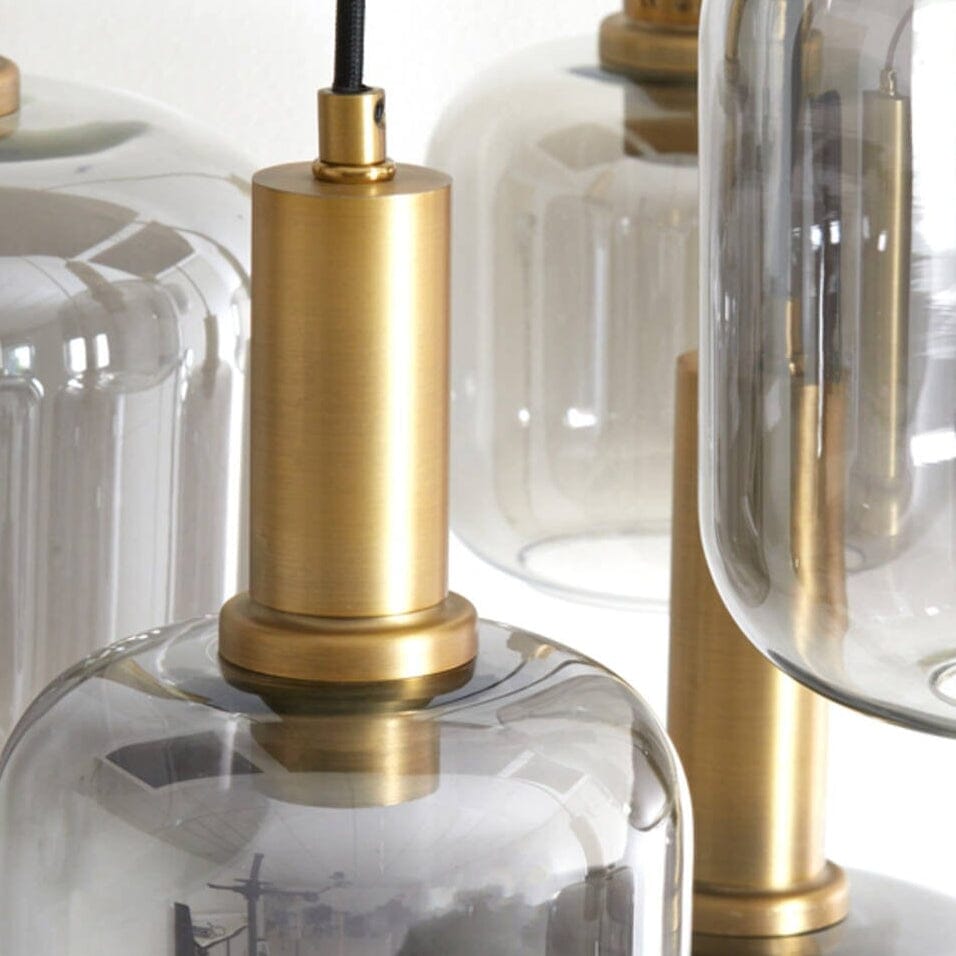Sarille Antique Gold & Smoked Glass 9 Pendant Ceiling Light Lighting 