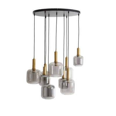 Sarille Antique Gold & Smoked Glass 9 Pendant Ceiling Light Lighting 