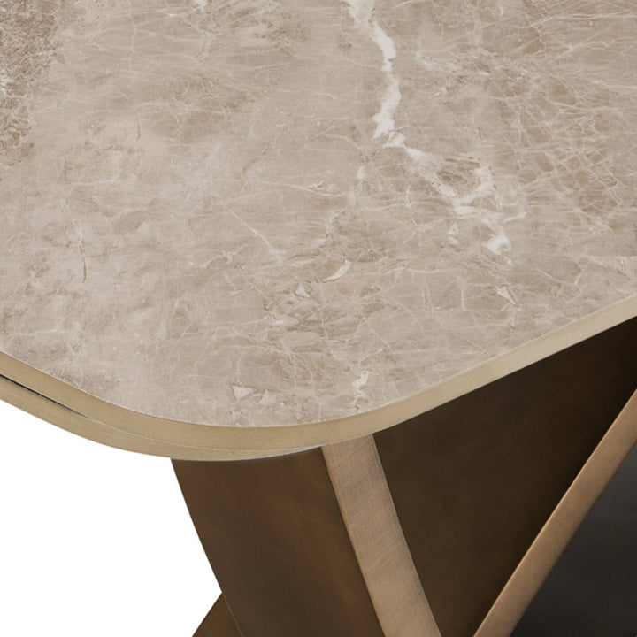 Sarzana Bronze Extending Rectangular Dining Table with Stone Top Furniture 