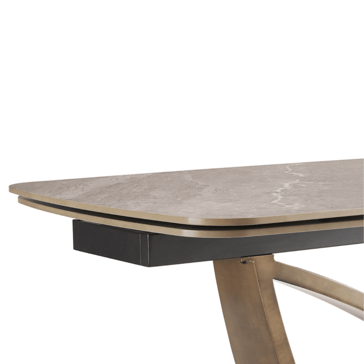 Sarzana Bronze Extending Rectangular Dining Table with Stone Top Furniture 