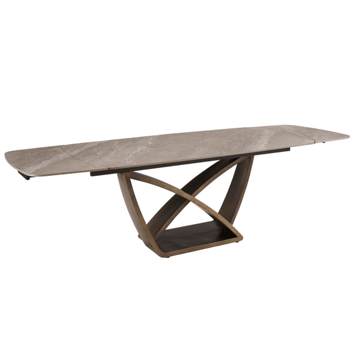 Sarzana Bronze Extending Rectangular Dining Table with Stone Top Furniture 
