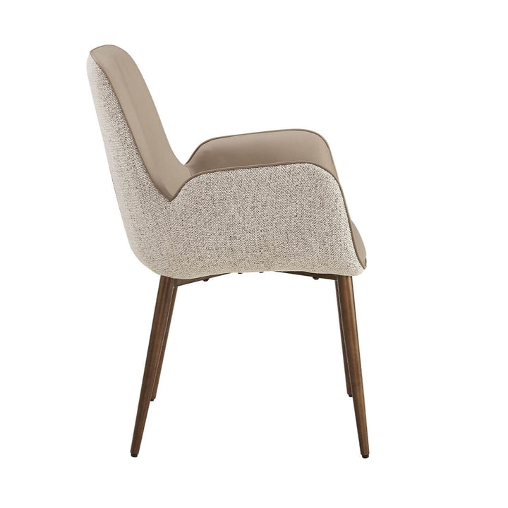 Sarzana Mocha PU Dining Chair with Textured Fabric Back & Bronze Legs Furniture 