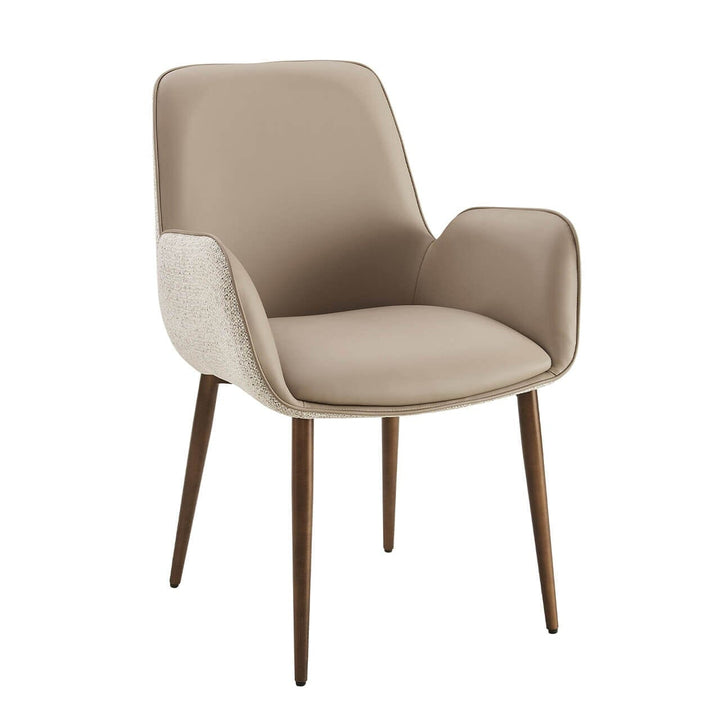 Sarzana Mocha PU Dining Chair with Textured Fabric Back & Bronze Legs Furniture 
