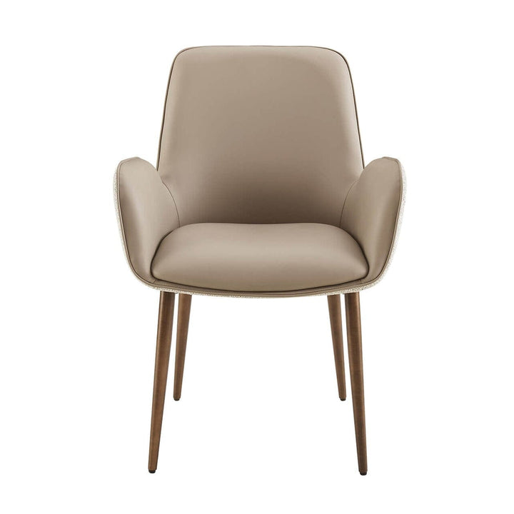 Sarzana Mocha PU Dining Chair with Textured Fabric Back & Bronze Legs Furniture 