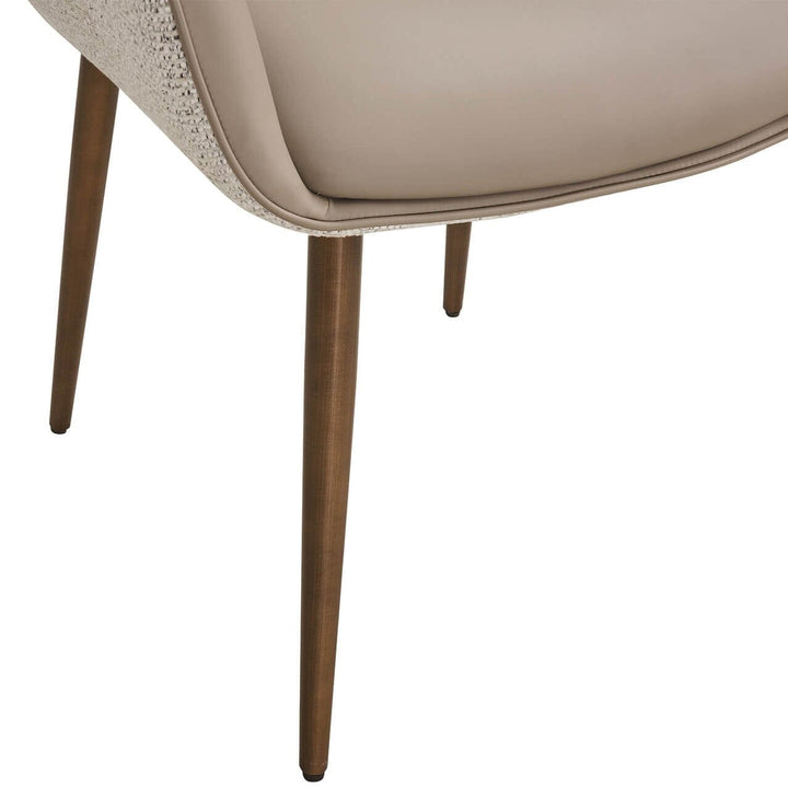 Sarzana Mocha PU Dining Chair with Textured Fabric Back & Bronze Legs Furniture 