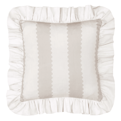 Sasha Oatmeal Striped Frilled Edge Cushion- 45x45cm Textiles 