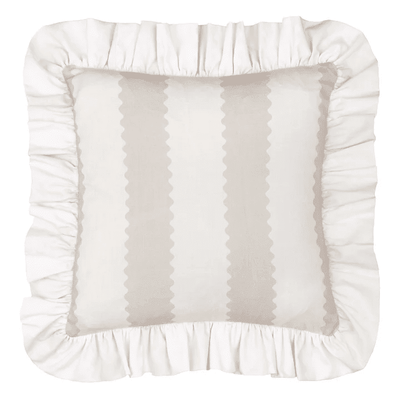 Sasha Oatmeal Striped Frilled Edge Cushion Cover - 45x45cm Textiles 