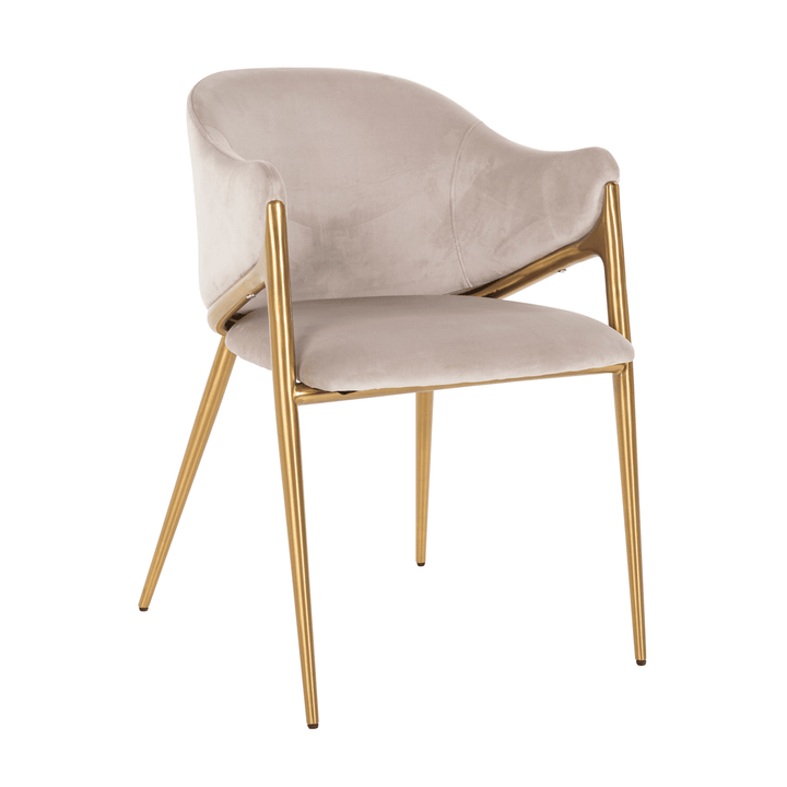 Saskia Luxury Taupe Velvet Dining Chair with Gold Legs Furniture 