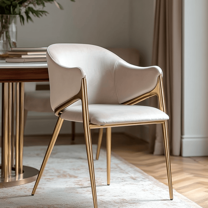 Saskia Luxury Taupe Velvet Dining Chair with Gold Legs Furniture 