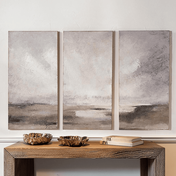 Sassari Neutral Abstract Landscape Canvases - Set of 3 Accessories 
