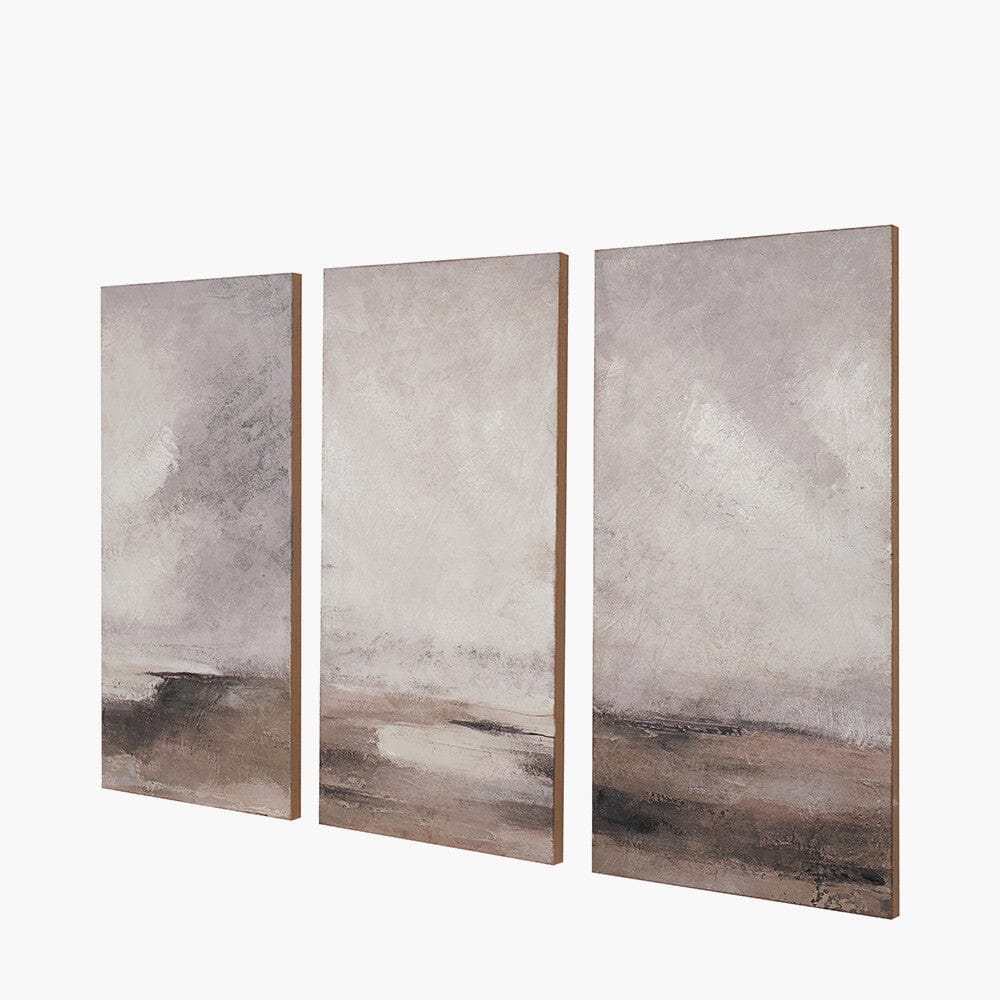 Sassari Neutral Abstract Landscape Canvases with Black Frames - Set of 3 Accessories 