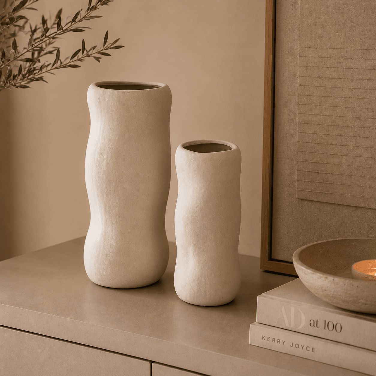 Sculpto Cream Ceramic Vase Accessories 