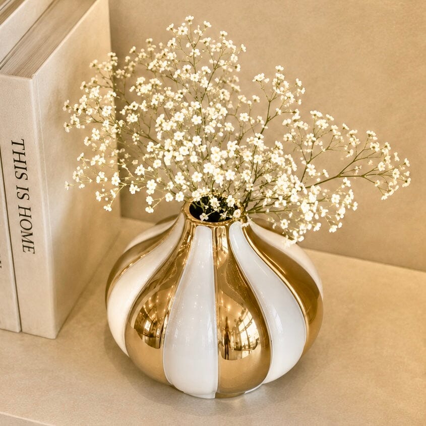 Sedona Gold & White Striped Vase Accessories 