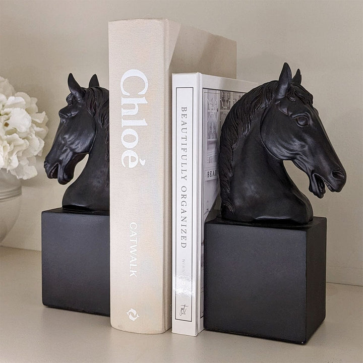 Serafina Black Horse Head Decorative Bookends Accessories 