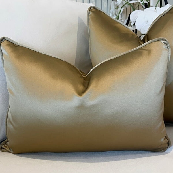 Serena Gold Satin Bolster Cushion- 35x50cm Accessories 