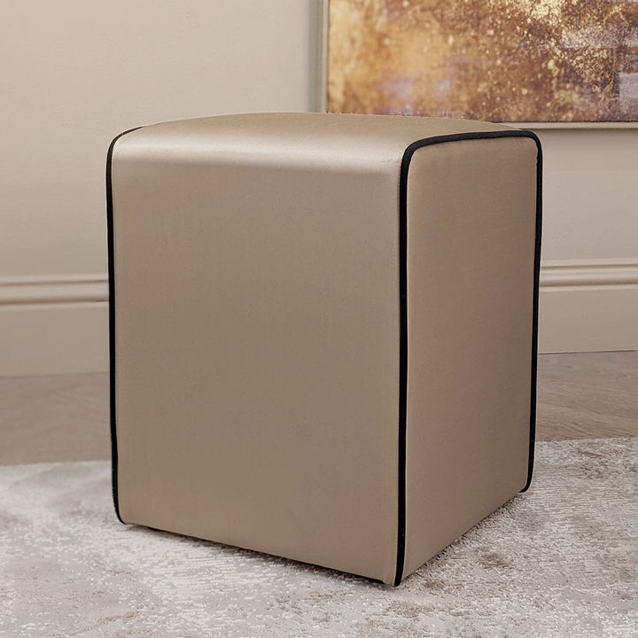 Serena Hazel Satin Stool with Black Piping Furniture 