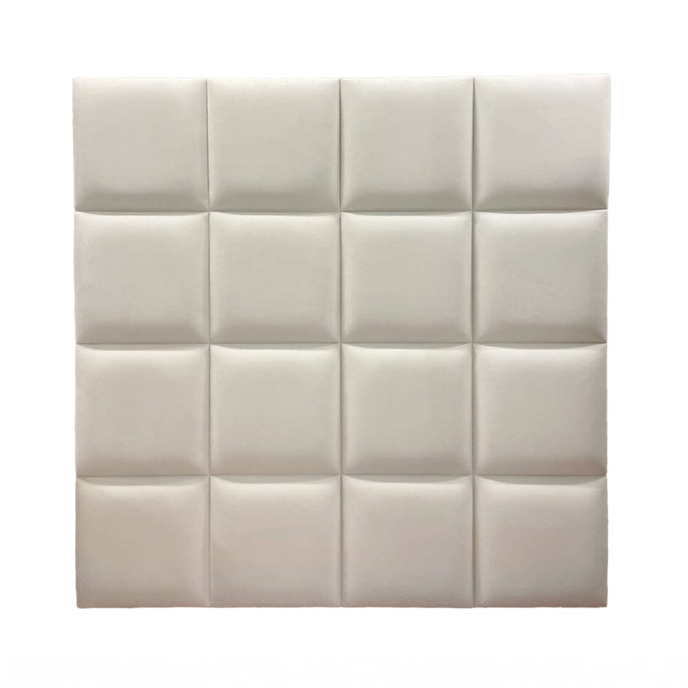 Serene Cream Velvet Luxury Cubed Upholstered Headboard Beds and Headboards 