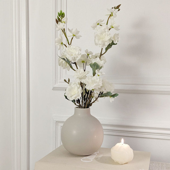 Serene Faux Blossom Arrangement in Ceramic Taupe Vase Accessories 