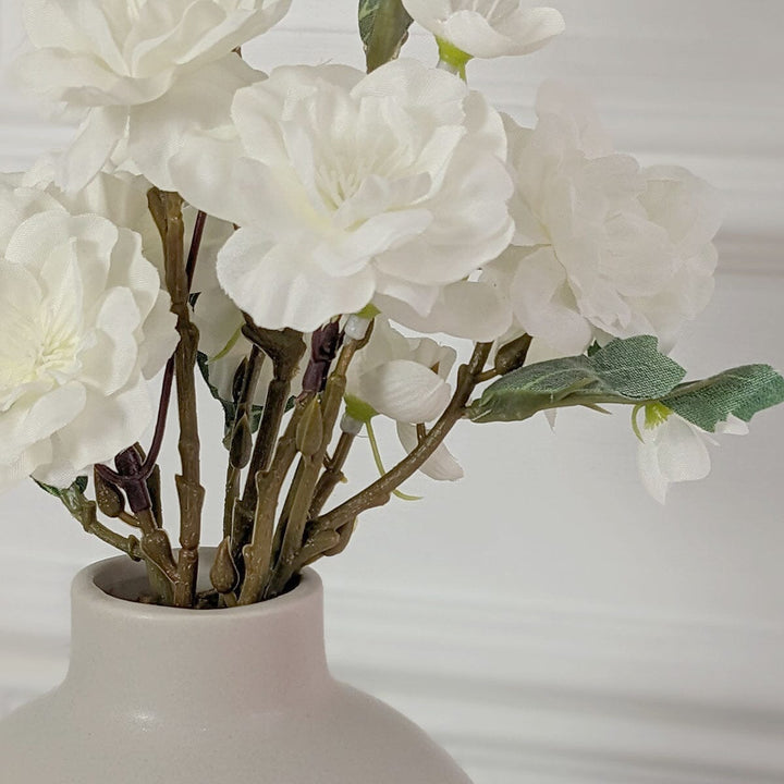 Serene Faux Blossom Arrangement in Ceramic Taupe Vase Accessories 